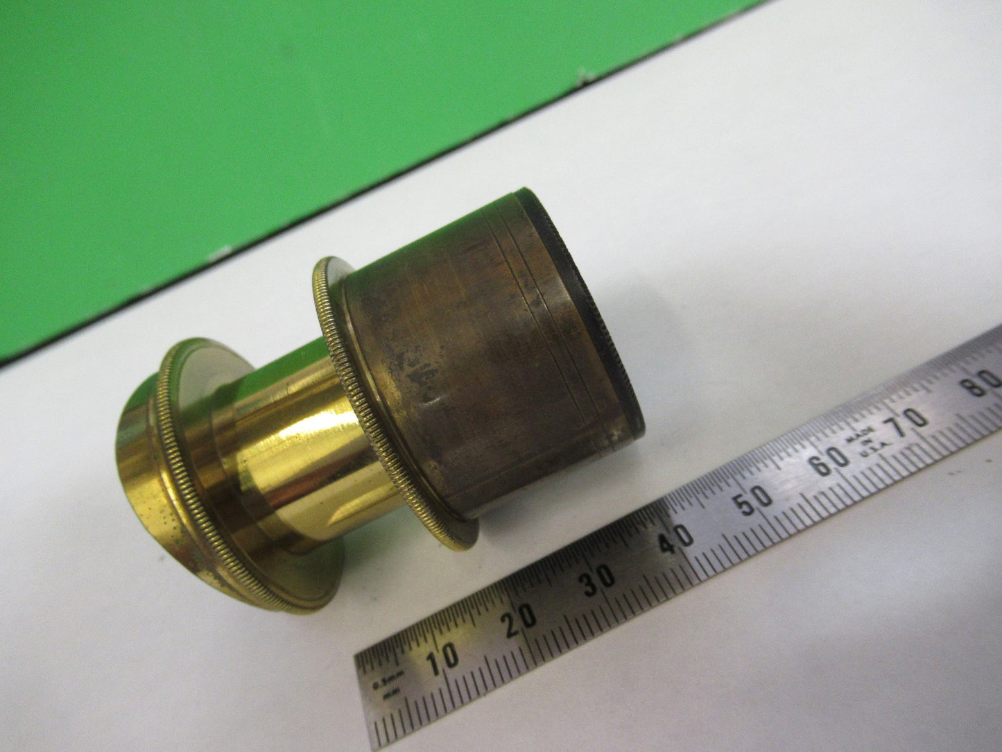 ANTIQUE BRASS OCULAR EYEPIECE LENS COLLINS LONDON UK MICROSCOPE PART X3-B-13