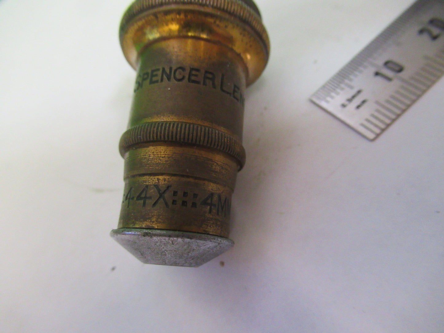 ANTIQUE BRASS SPENCER LENS 44X OBJECTIVE MICROSCOPE PART AS PICTURED V1-A-24