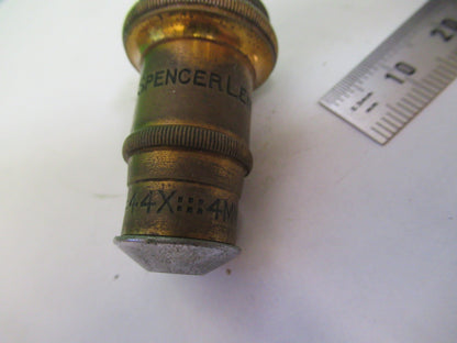 ANTIQUE BRASS SPENCER LENS 44X OBJECTIVE MICROSCOPE PART AS PICTURED V1-A-24
