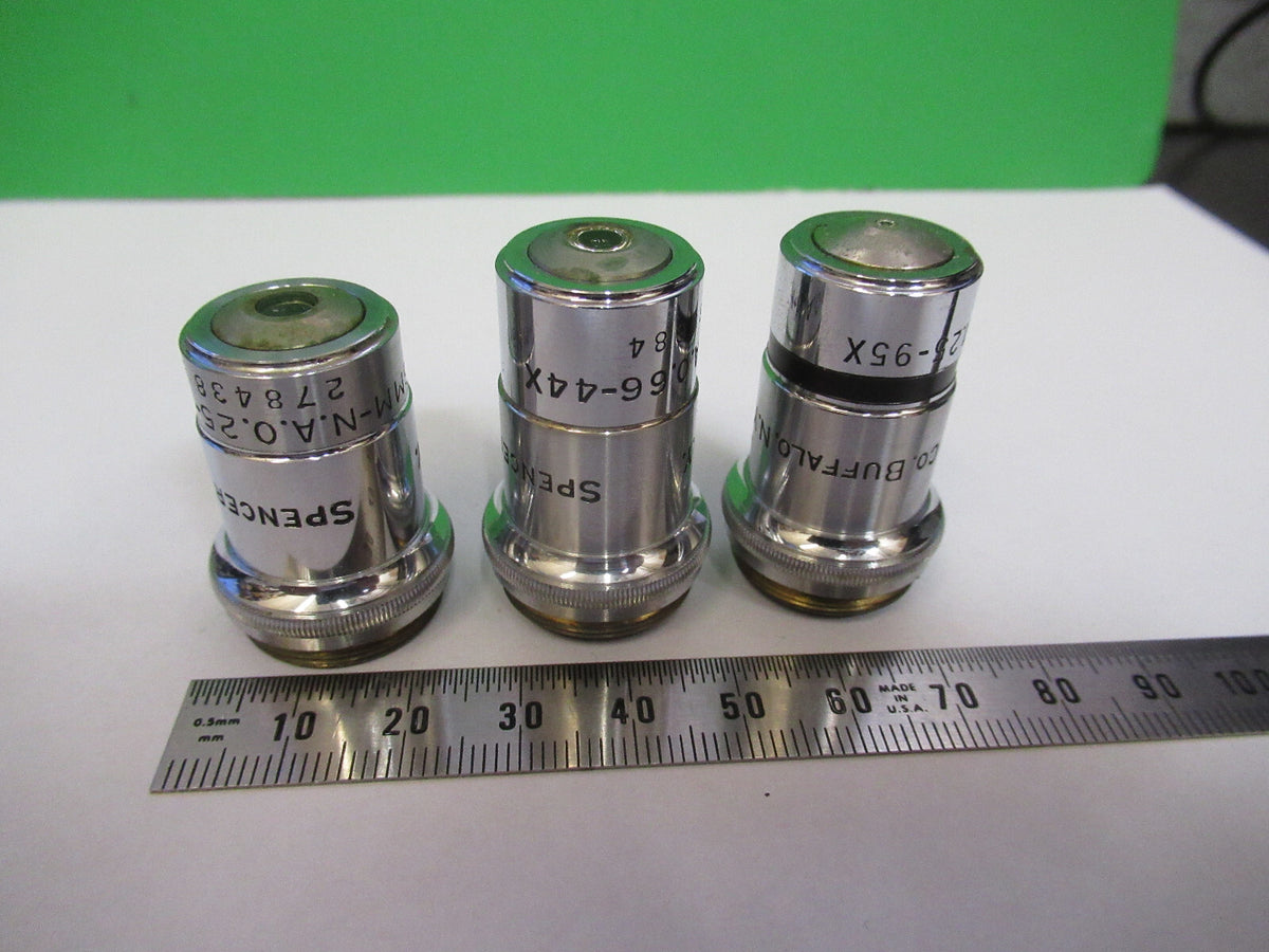 LOT 3 ea OBJECTIVES SPENCER AO MICROSCOPE PART AS PICTURED &R4-A-47