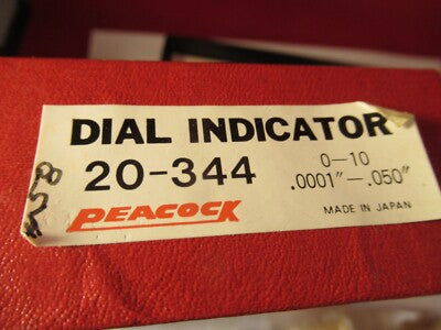 PEACOCK DIAL INDICATOR 20-344 MICROMETER METROLOGY TOOL AS PICTURED #12-A-50