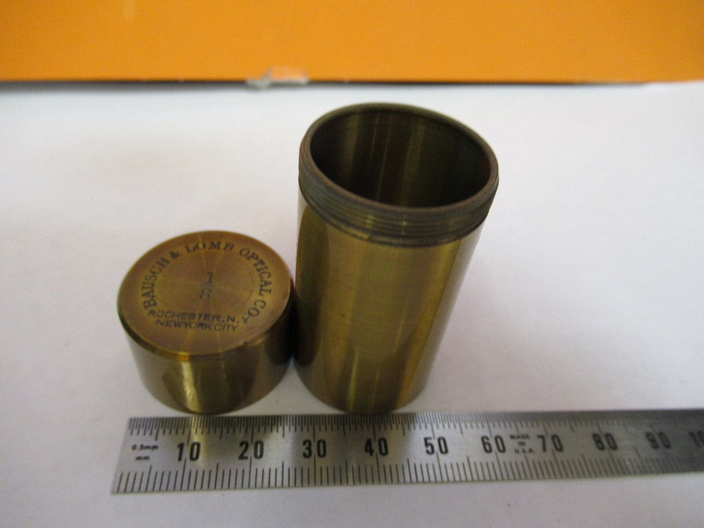 EMPTY BAUSCH LOMB BRASS OBJECTIVE CANISTER MICROSCOPE PART AS PICTURED Y1-A-43
