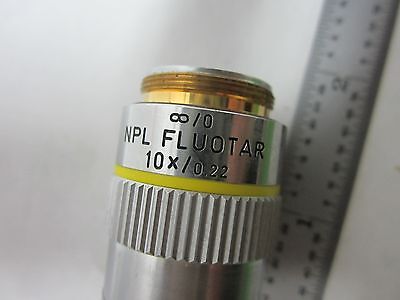 MICROSCOPE OBJECTIVE LEITZ GERMANY 10X FLUOTAR INFINITE OPTICS AS IS BIN#R6-13