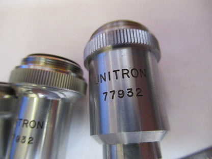 LOT UNITRON JAPAN 4X 40X 10X OBJECTIVE  LENS MICROSCOPE PART AS PICTURED Y1-A-58