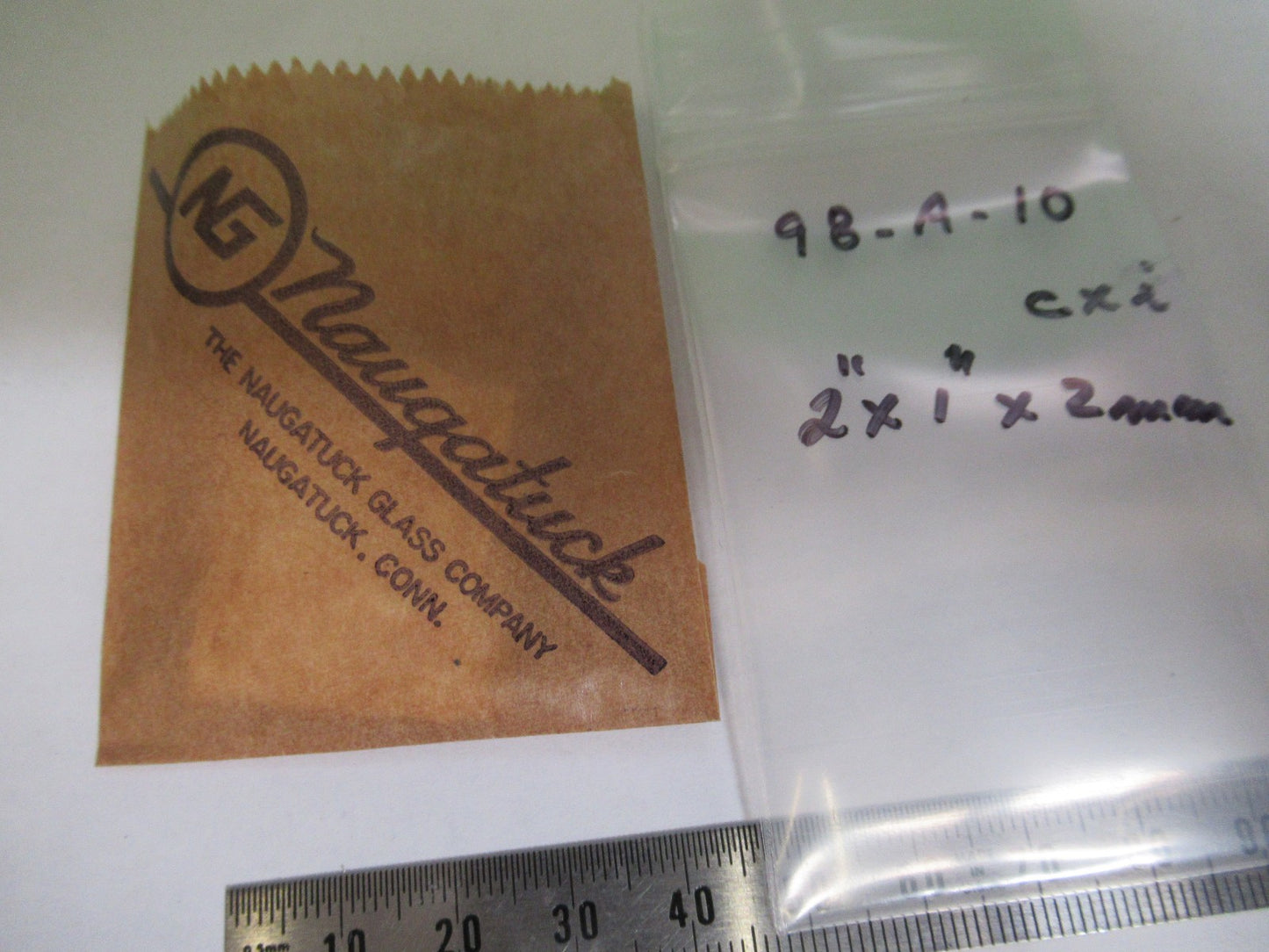 OPTICAL GLASS NAUGATUCK 2" x 1" x 2mm FROSTED DIFFUSE OPTICS AS PICTURED 98-A-10