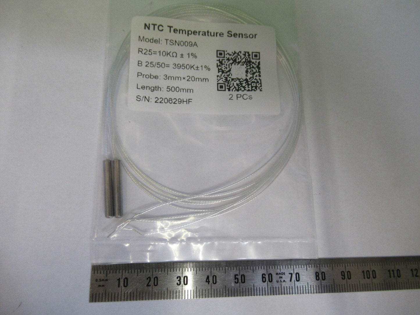 PAIR NTC THERMISTOR TEMPERATURE SENSOR 10000 OHMS  3X20mm AS PICTURED R7-B-73