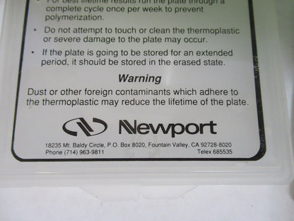 FOR PARTS NEWPORT HC-301 THERMOPLASTIC PLATE HOLOGRAPHY AS PICTURED G7-A-44