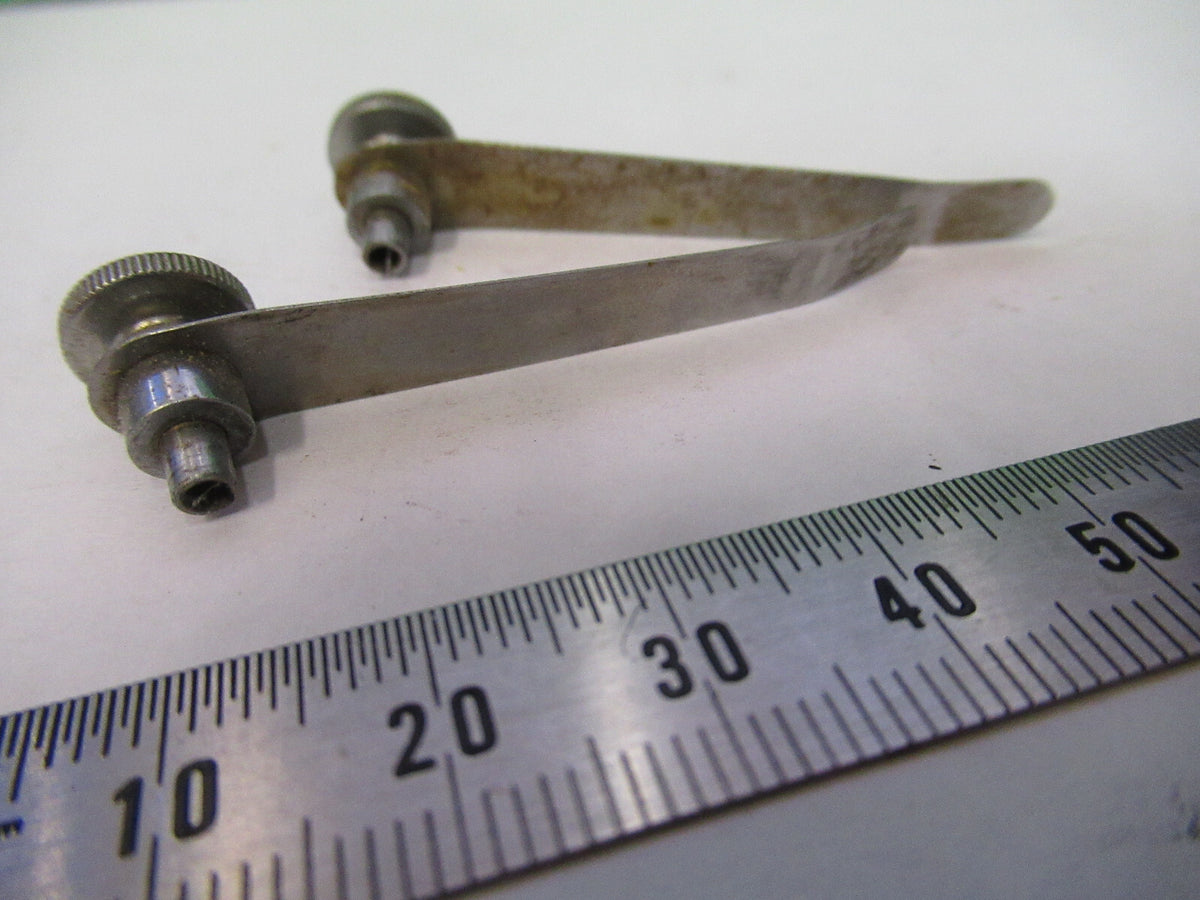 Antique Olympus Japan Pair Clips Stage Microscope Part
