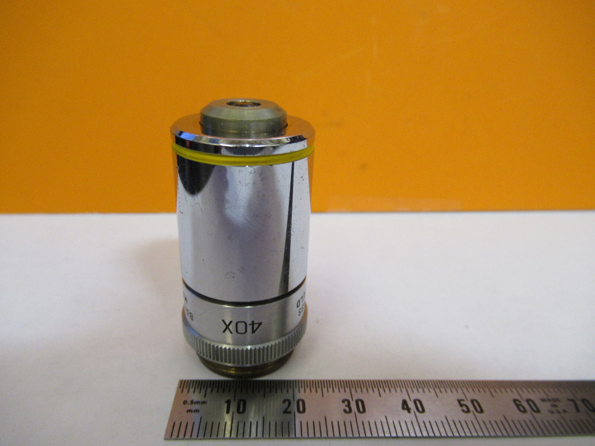 MICROSCOPE INDUSTRIAL OBJECTIVE BAUSCH LOMB FLAT FIELD 40X OPTICS AS IS Y3-A-91