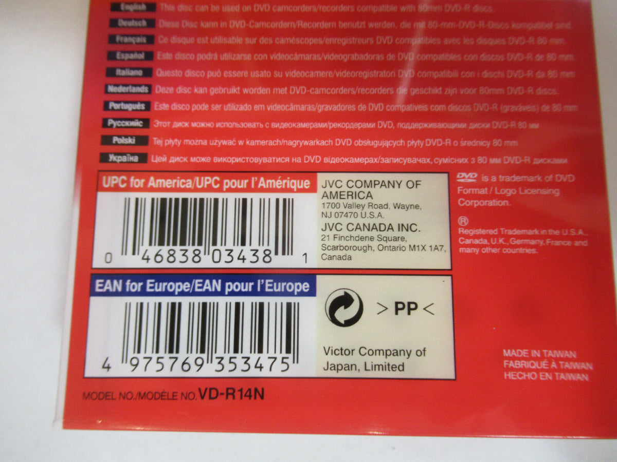 JVC DVD-R Camcorder 30 min 1.4 GB Go Discs Camera Pack of 3  R7-A-64