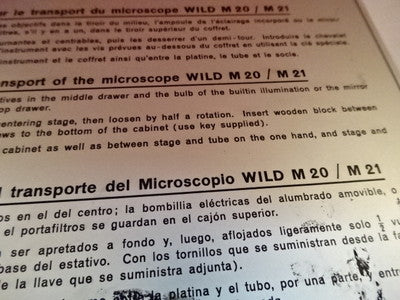 Microscope Part Aluminum Plate Wild Swiss M20 M21 from Wood Box