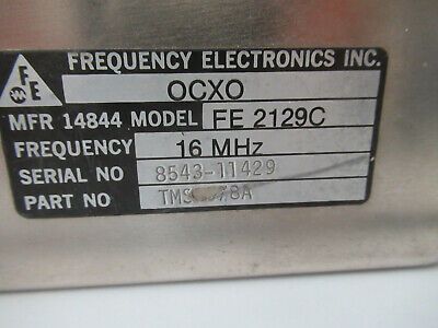 FREQUENCY ELECTRONICS FEI QUARTZ OSCILLATOR 16 MHz for parts AS PICTURED F3-A-81
