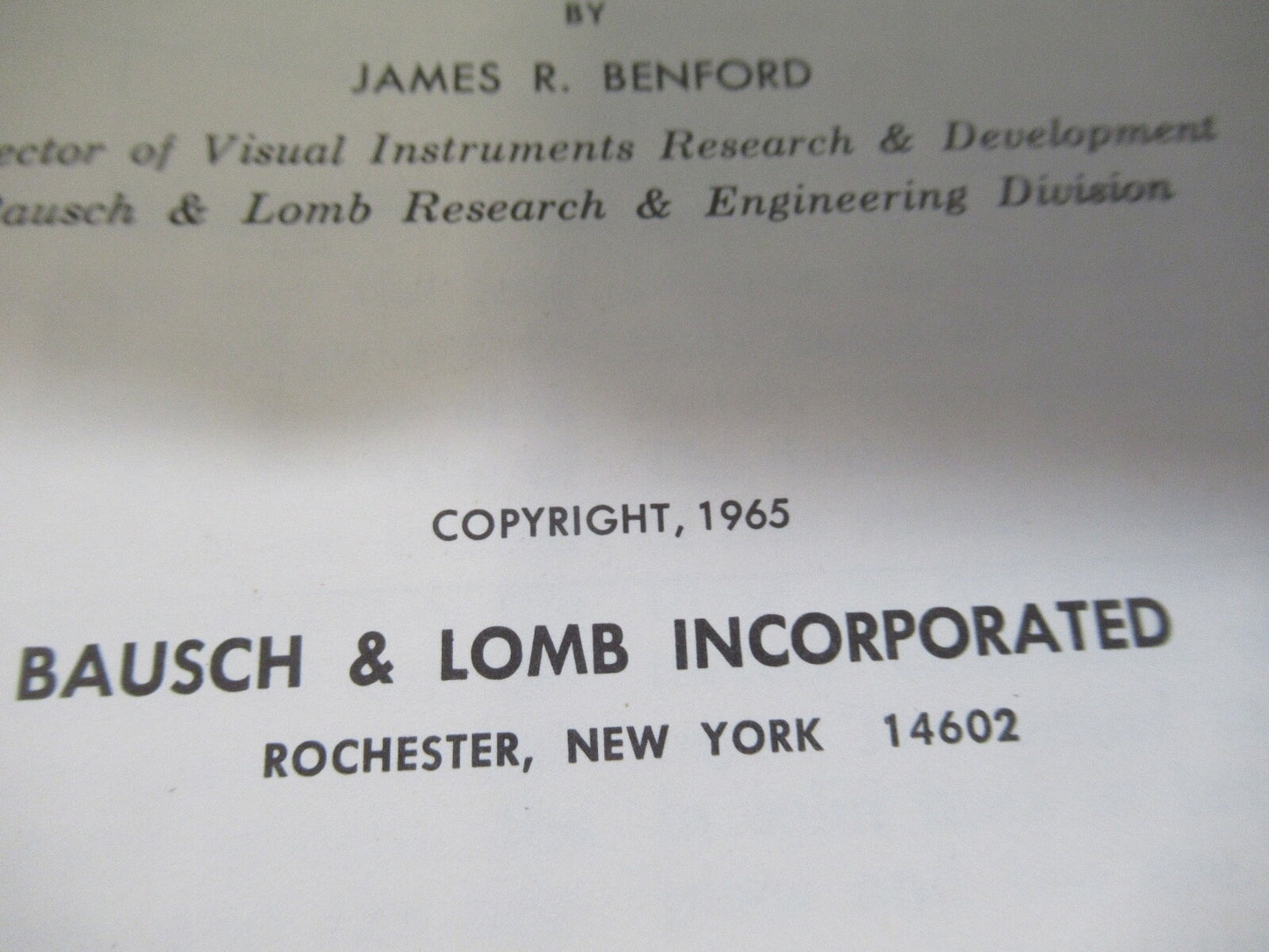 ANTIQUE BAUSCH LOMB 1965 manual theory MICROSCOPE PART AS PICTURED 7-ft-06