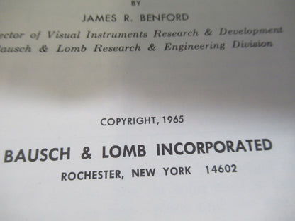 ANTIQUE BAUSCH LOMB 1965 manual theory MICROSCOPE PART AS PICTURED 7-ft-06