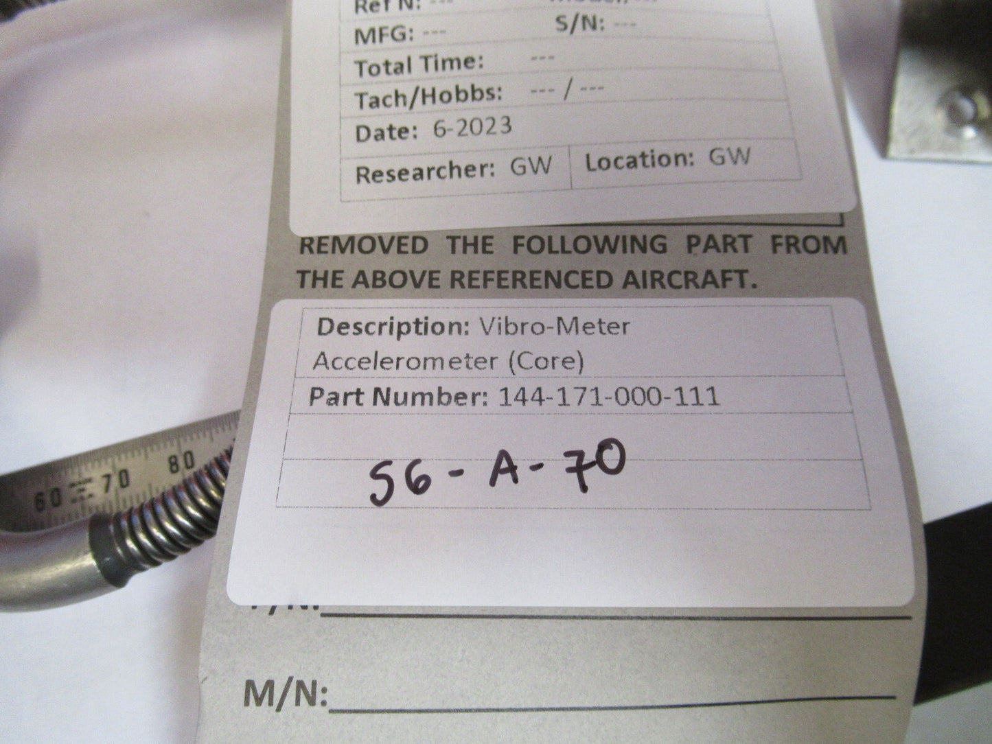 MEGGITT VIBRO-METER  144-171-000-111 DUAL TURBINE ACCELEROMETER AS PIC S6-A-70