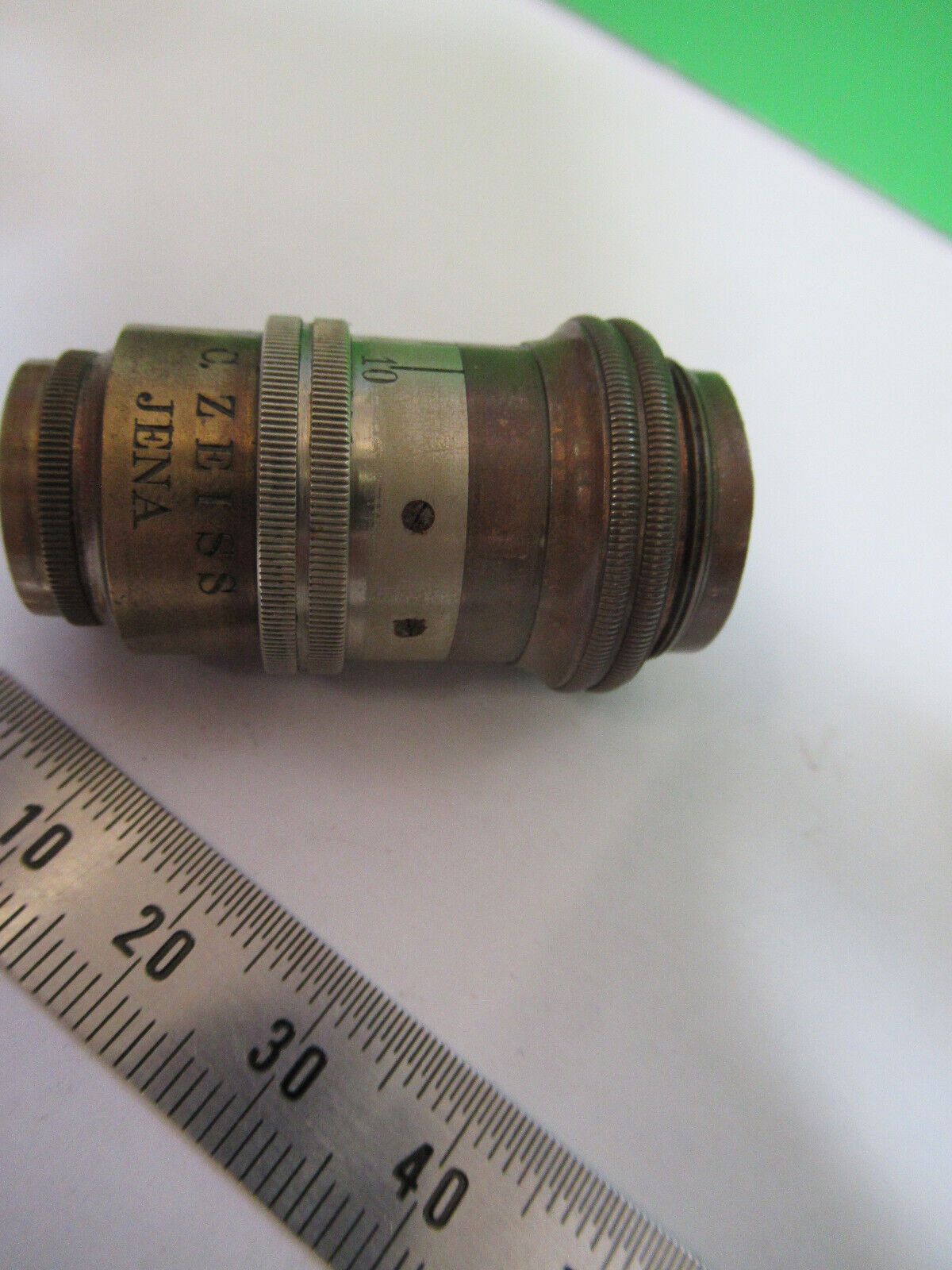 ANTIQUE BRASS CARL ZEISS  APO 4mm OBJECTIVE MICROSCOPE AS PICTURED #H3-A-45