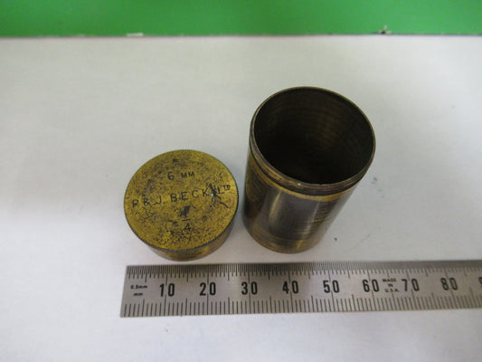 ANTIQUE BRASS EMPTY BECK R&J UK OBJECTIVE CANISTER MICROSCOPE PART X3-B-17