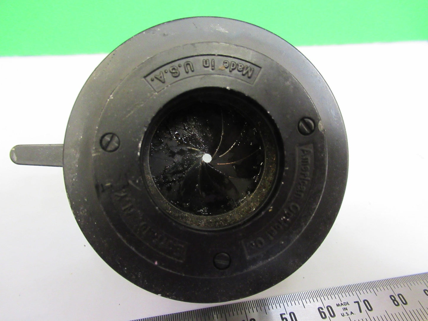 SPENCER AO CONDENSER + IRIS OPTICS ANTIQUE MICROSCOPE PART as pic T6-A-75