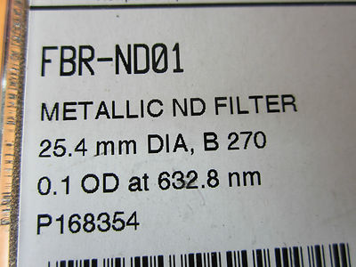 Optical Newport Metallic Filter 1" Diameter B270 0.1 @633 nm Laser Optics