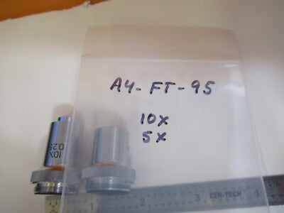 LOT 2 EA OBJECTIVE 10X 5X JAPAN OPTICS MICROSCOPE PART as pictured &A4-FT-95