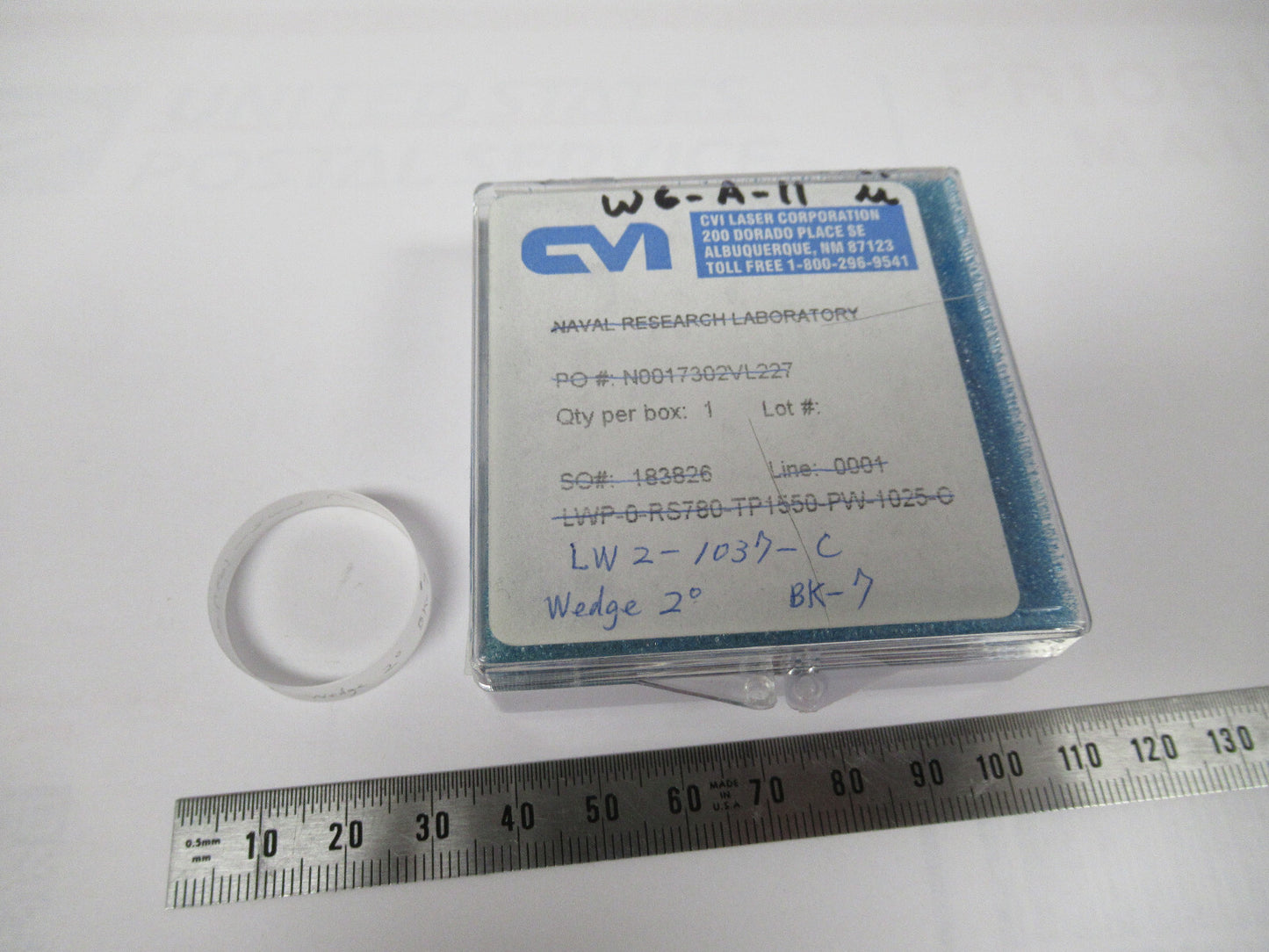 OPTICAL BK-7 GLASS WEDGE CVI  OPTICS AS PICTURED &W6-A-11