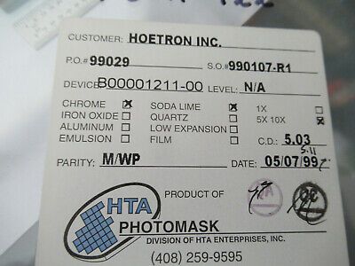 COLLECTABLE PHOTOMASK HOETRON ELECTRONIC COMPONENTS RARE AS PICTURED &F5-A-122