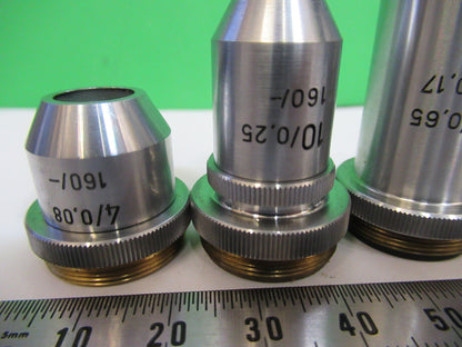 REICHERT AUSTRIA lot objectives 4X 10X 40X MICROSCOPE PART AS PICTURED X5-A-76