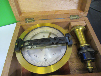Antique Brass Marine Compass in Wood Cabinet Very Nice