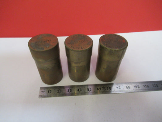 Spencer Lens Co. Lot 3ea Antique Brass Empty Can Microscope Part
