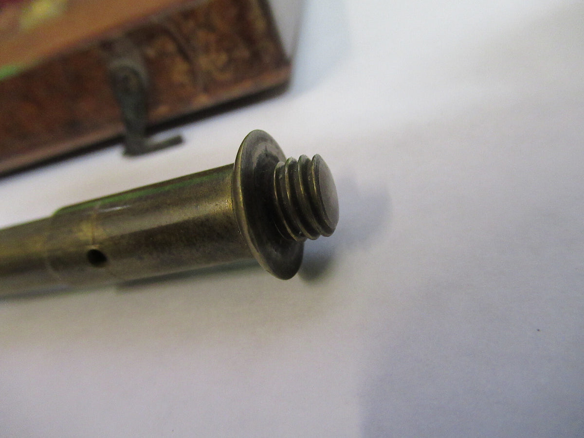 ANTIQUE UNKNOWN BRASS MICROSCOPE + CASE circa 1830 AS PICTURED X6-A-80
