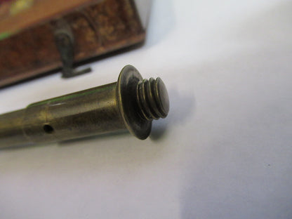ANTIQUE UNKNOWN BRASS MICROSCOPE + CASE circa 1830 AS PICTURED X6-A-80