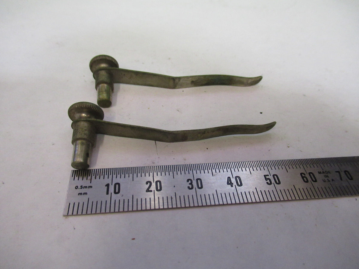ANTIQUE BAUSCH LOMB PAIR CLIPS STAGE MICROSCOPE PART AS PICTURED X2-A-68