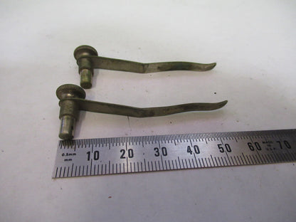 ANTIQUE BAUSCH LOMB PAIR CLIPS STAGE MICROSCOPE PART AS PICTURED X2-A-68