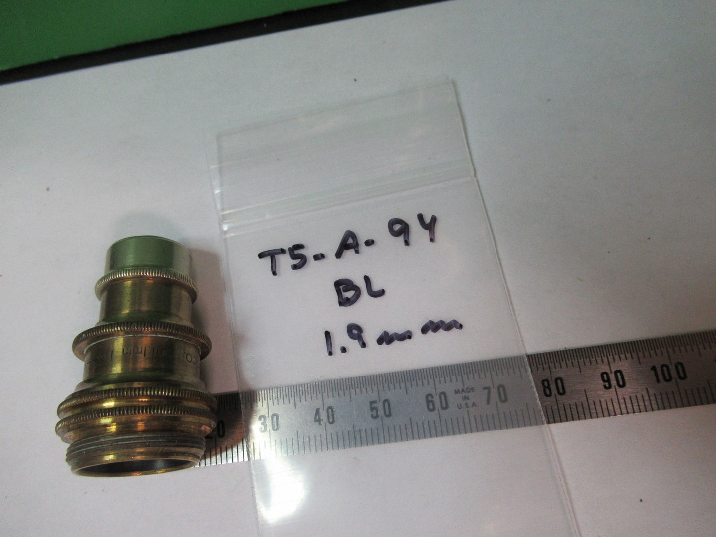 ANTIQUE BAUSCH LOMB OBJECTIVE 1.9mm LENS  MICROSCOPE PART AS PICTURED T5-A-94