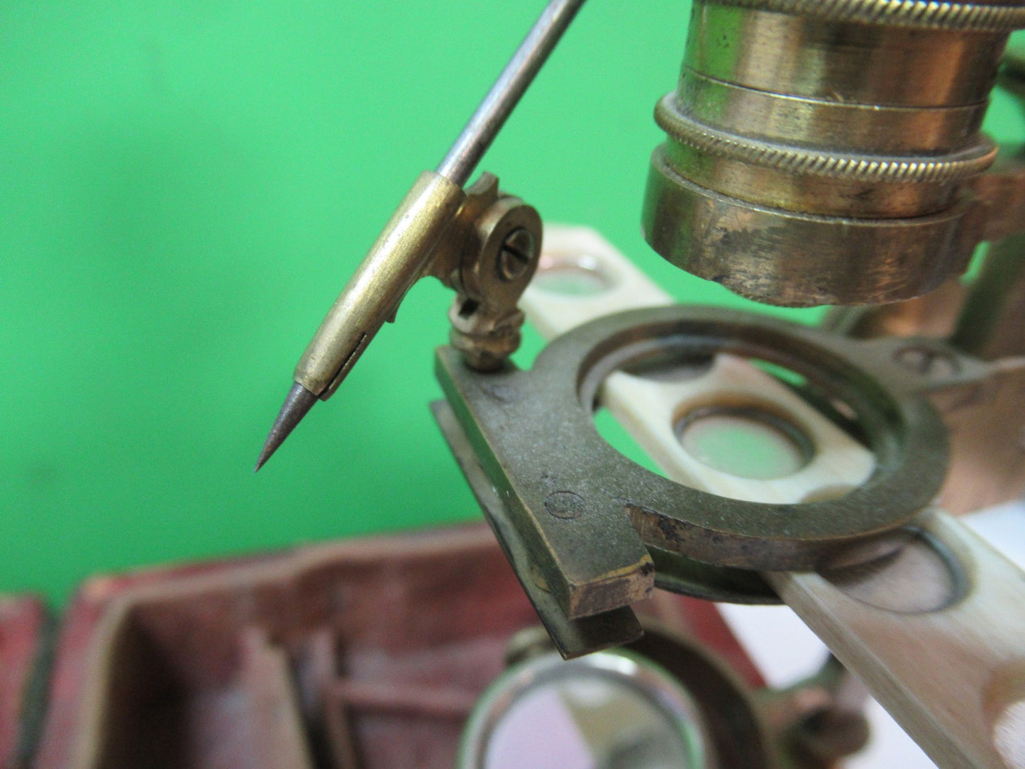 ANTIQUE BRASS RARE TYPE CARY GOULD MICROSCOPE with ACCESSORIES AS PIC T6-A-49