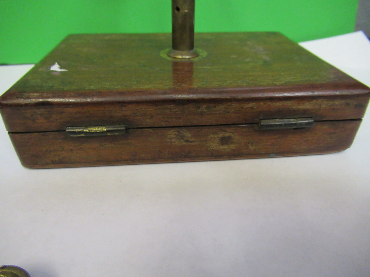 ANTIQUE UNKNOWN BRASS MICROSCOPE + CASE circa 1830 AS PICTURED X6-A-80