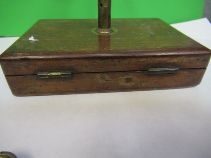 ANTIQUE UNKNOWN BRASS MICROSCOPE + CASE circa 1830 AS PICTURED X6-A-80