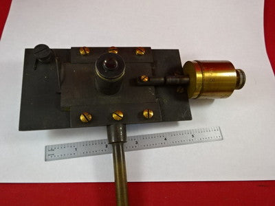ANTIQUE BRASS MICROSCOPE PART LENS MICROMETER  OPTICS  #L9-B12