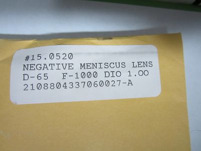 Optical Rolyn Lens 65 mm Diameter Focal Fl -1000 mm Laser Optics BIN#M7 ii