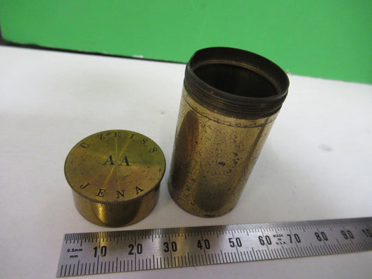 ANTIQUE BRASS EMPTY CARL ZEISS Jena OBJECTIVE CANISTER MICROSCOPE PART W3-C-28