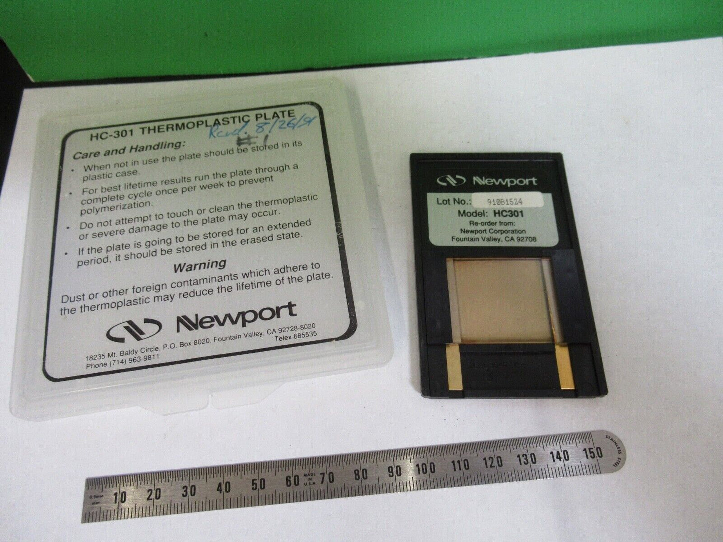 FOR PARTS NEWPORT HC-301 THERMOPLASTIC PLATE HOLOGRAPHY AS PICTURED G7-A-44