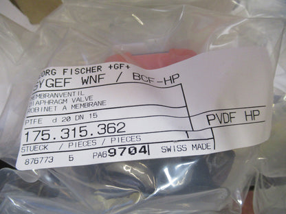 GEORG FISHER PVDF VALVE 175.315.362 MEMBRANE CHEMICAL GF+ AS PICTURED &S5-A-26