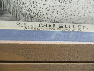 ANTIQUE ORIGINAL PRINT CHARLES BLILEY ERIE PENNSYLVANIA FARM HARBORCREEK  #LOB