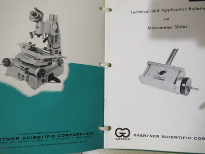 GAERTNER 1977 CATALOG PRICE LIST BROCHURES MICROSCOPE PART AS PICTURED Biblio