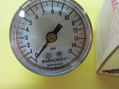 MANOMETER PRESSURE GAUGE ASHCROFT 15 PSI BIN#D9