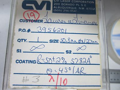 OPTICAL LLNL COATED FILTER LENS LASER OPTICS AS IS BIN#L5-40