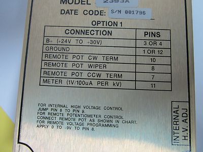 BERTAN HIGH VOLTAGE POWER SUPPLY KV LASER OPTICS sku#54