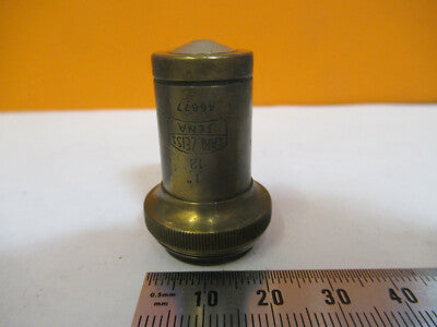 ANTIQUE CARL ZEISS 1/12 90 BRASS OBJECTIVE MICROSCOPE PART AS PICTURED #P2-A-67