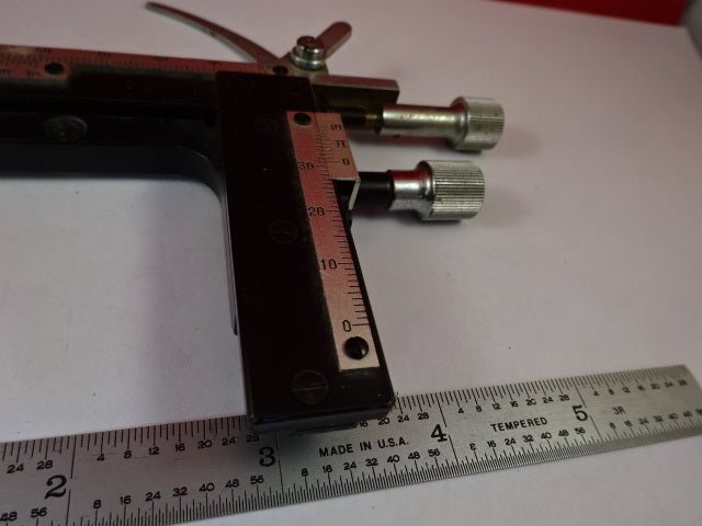 STAGE MICROMETER JAPAN CLIPS MICROSCOPE PART AS IS &33-A-77