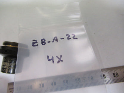 WILD SWISS 4X OBJECTIVE LENS MICROSCOPE PART as pictured Z8-A-22